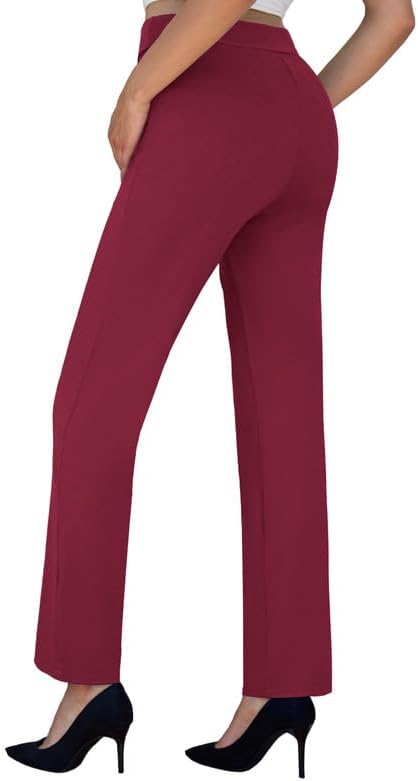 keriffe High Waist Stretchy Womens Dress Pants with Pockets Straight Leg Business Casual Work Trousers Office Slacks - Image 2