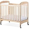 Foundations serenity compact clearview daycare baby crib fixed side durable wood construction adjustable mattress board clear end panels includes 3 infapure foam mattress natural  urban country home decor