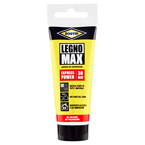 Bostik Legno Max Express Power innovativo adesivo per incollare il legno, senza poliuretani, extra forte e impermeabile, tubetto 100g, beige