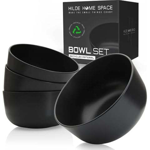 HILDE HOME SPACE® ♻️ Müslischalen 4er Set | Bowl Schüsseln aus recyceltem Kunststoff | Groß 1000ml | Suppenschüssel, Dessertschalen | Nachhaltig Cover
