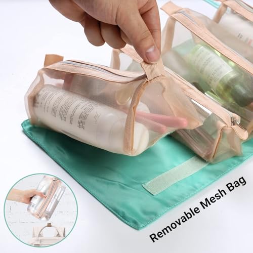 Image of Handcuffs Cosmetic Bag Roll Up Travel Toiletry Makeup Bag with 4 Removable Pouches Toiletries Organizer for Personal Care Make Up Cosmetics Accessories & Brushes