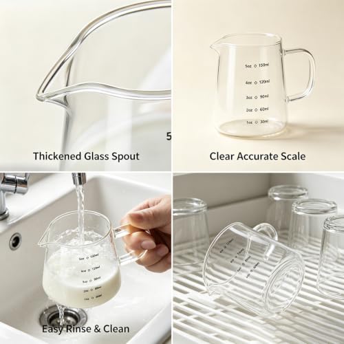 Vaso medidor de vidrio de 150ml/250ml transparente miniatura 6