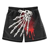 miaozhen Costume da bagno per ragazzi con teschio di sangue nero costume da bagno da spiaggia per ragazzi ad asciugatura rapida elastico (luckyword), Mano di teschio di sangue nero, 7 anni
