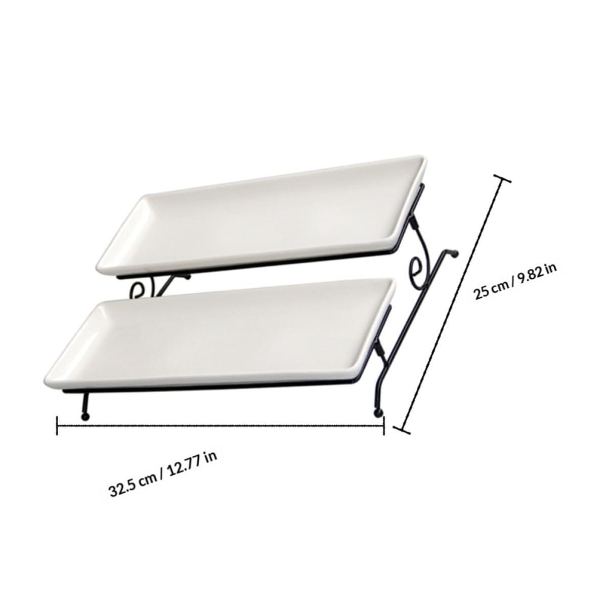 Zerodeko Plato para Servir Pasteles de Doble Capa, Cerámica y Hierro Blanco