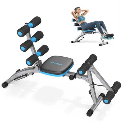 MERACH Ab Machine, Multi-Functional Adjustable Ab Trainer, Ab Workout Bench for Home Gym, Sit Up Machine for Abdominal, Exercise Chair for Full Body Workout (Ab-Black&Blue)