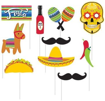 Beistle Club Pack Theme Party Tableware Serape Design Printed Photo Props, Box of 60 Photo Props