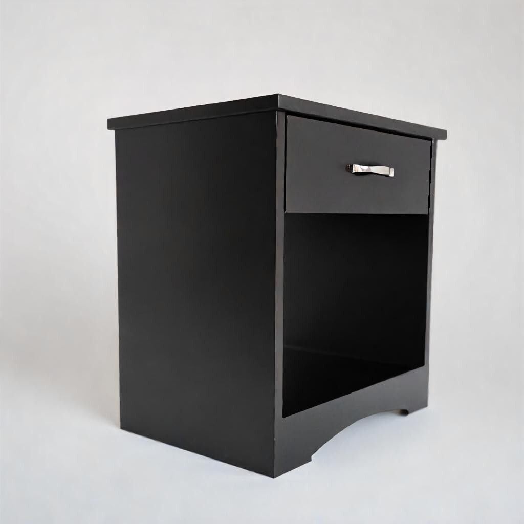 Solid Sheesham Wood Bedside Table with Storage & Without Storage| Wooden Side End Tables Night Stand for Home Living Room Bedroom - Black-image-29