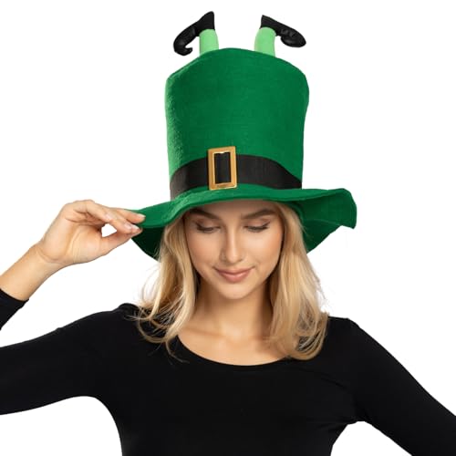 Seasons Green Leprechaun Top Hat - St. Patrick's Day Hat with Gold Buckle for Costume Accessories
