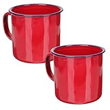 PartyKindom 2 Stück Emaille Kaffeetasse Vintage Becher Retro Trinkbecher für Kaffee Tee Milch Wasser Langlebig Rostfrei für Zuhause Büro Camping
