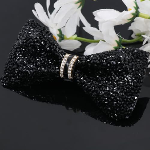 Image of Mens Rhinestone Bow Tie Pre-Tied Bow Ties for Men Adjustable Sparkle Sequin Bowtie Party Wedding