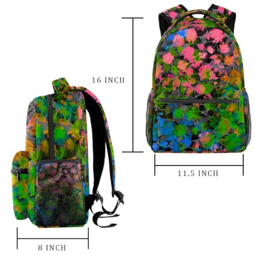 Mochila casual multicolor con estampado floral para notebook y libros de texto escolares 2