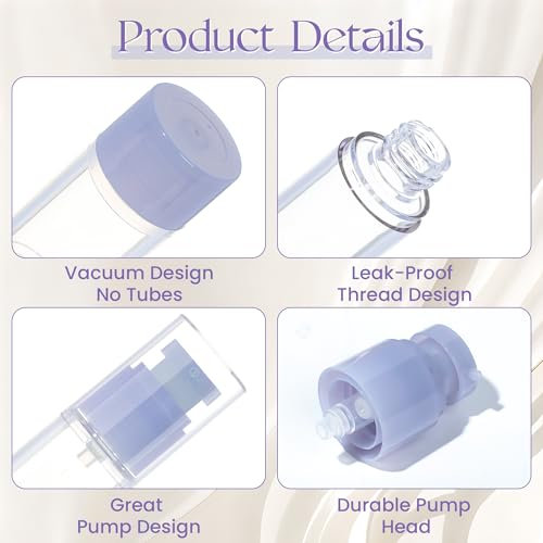 RONRONS 1oz 30ml Airless Pump Bottles, Refillable Leak Proof Travel Pump Bottle Toiletry Cosmetic Skincare Containers for Lotion Toner Gel Foundation (3 Pieces)3