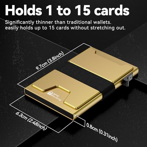Image of furid Smart Card Wallet for Men Slim: Minimalist Wallets RFID Blocking - Metal Pop Up Front Pocket Business Card Holder - Gift Boxed for Him Stocking Stuffers