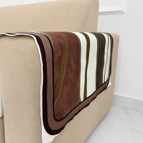 Image of Homerz Premium 'Luxe Series' Holland Velvet Sofa Cover | Smooth Finish | Anti-Skid Fleece Backing | Soft Touch Couch Seater Protector for Living Room Dustproof (Ocean Crest, 2 pc Armrest, Armrest)