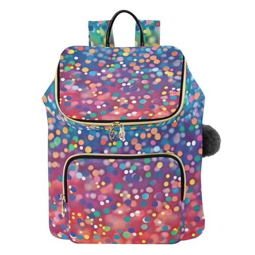 Bolaz Women Fashion Travel Backpack Laptop Rucksack，Casual Daypack Shoulder Bag-Dots Rainbow Colorful Pattern
