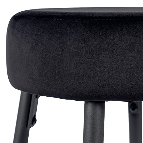 Taburetes de Bar Redondos de Terciopelo Negro DUHOME Set de 2, 24 Pulgadas de Alto para Café miniatura 5
