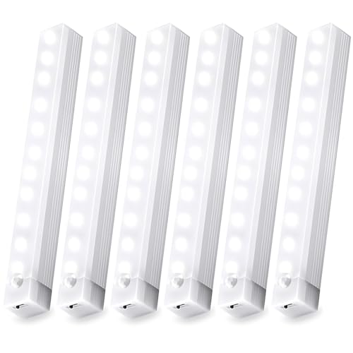 YLUIQDZL 6 Pack Under Cabinet Light,Motion Sensor LED Lights with Magnetic 8 inch，Rechargeable Indoor Wireless Closet Lights for Stairs Cabinet,Kitchen - image 1