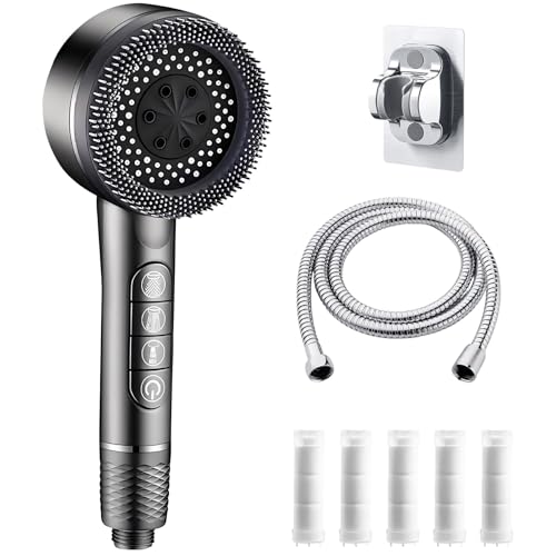 FUFRE Duschkopf mit Filter und Schlauch Schwarz