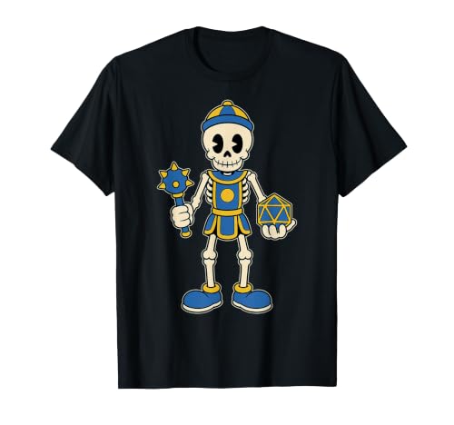 RPG Gamer Clerc Squelette Halloween D20 Dice Nerdy Geek T-Shirt