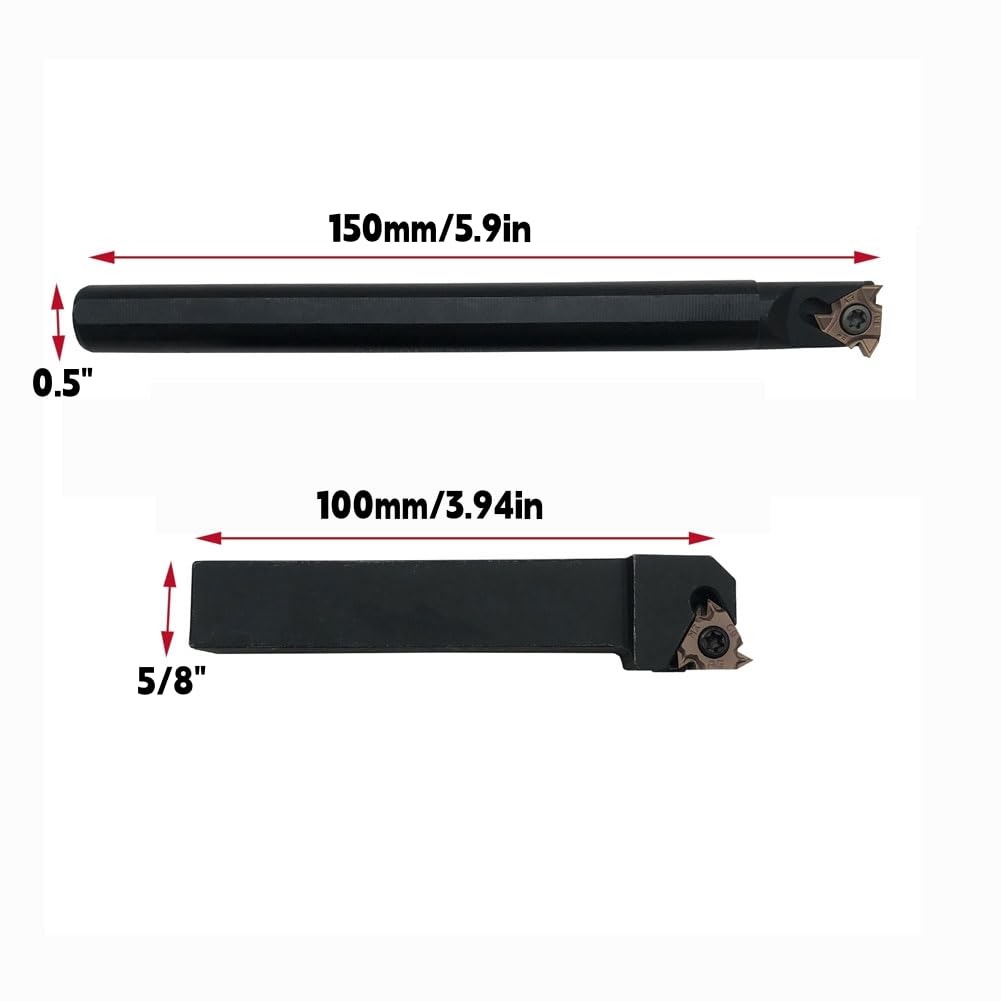 Barre de forage SNL0012M16 + SEL1616H16 - Inserts filetés intérieurs pour tours - Porte-outil rotatif avec 5 pièces 16ER AG60 + 5 inserts de rotation en carbure 16IR AG60.