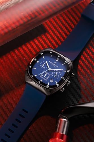 Image of Daniel Hechter Paris Bercy Collection Modern Multi Functional Watch for Men with Square Dial and Silicon Band-DHM1001