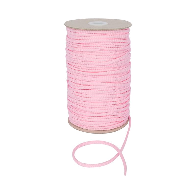 Durable Anorak Braided Cord - 4mm Wide Polyester Drawstring Cord Laces Hoodie String Jogger string clothing cord lace tying lanyard rope craft project (Pale Pink,5)-Craft Queen LTD