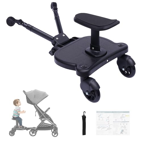 Goddlgjik Planche de poussette universelle avec siège, marchepied pour poussette - 25 kg - Design à deux roues à 360° - Marchepied universel pour enfants...