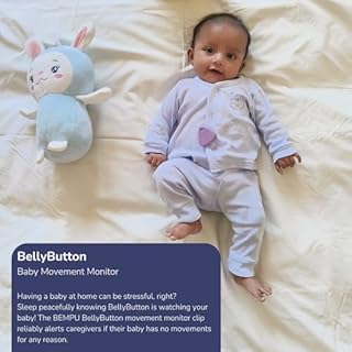 Bempu Bellybutton Baby Movement Monitor for Peace of Mind with Gentle Vibration, App Alerts, Easy Clip, Portable & Baby-Safe Design (Yellow)