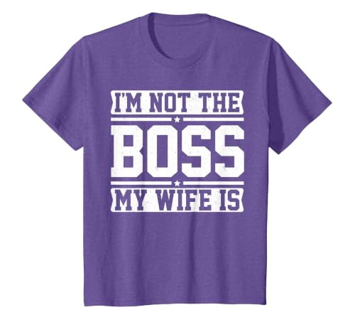 I'm Not The Boss My Wife is Funny Husband Couples Matching T-Shirt, Youth, Purple Heather, X-Small