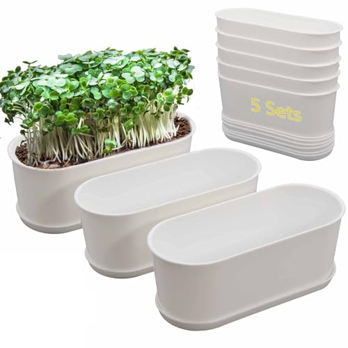SORANGEUN 5-Pack White Herb Planter Box with Drip...
