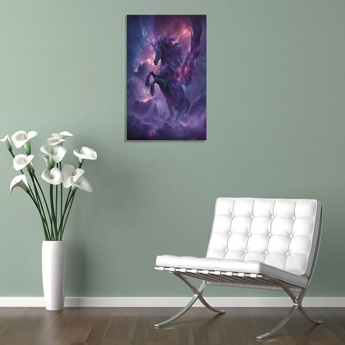 Póster impreso de unicornio EUUMKOO, decoración de pared para sala de estar y cielo estrellado 5