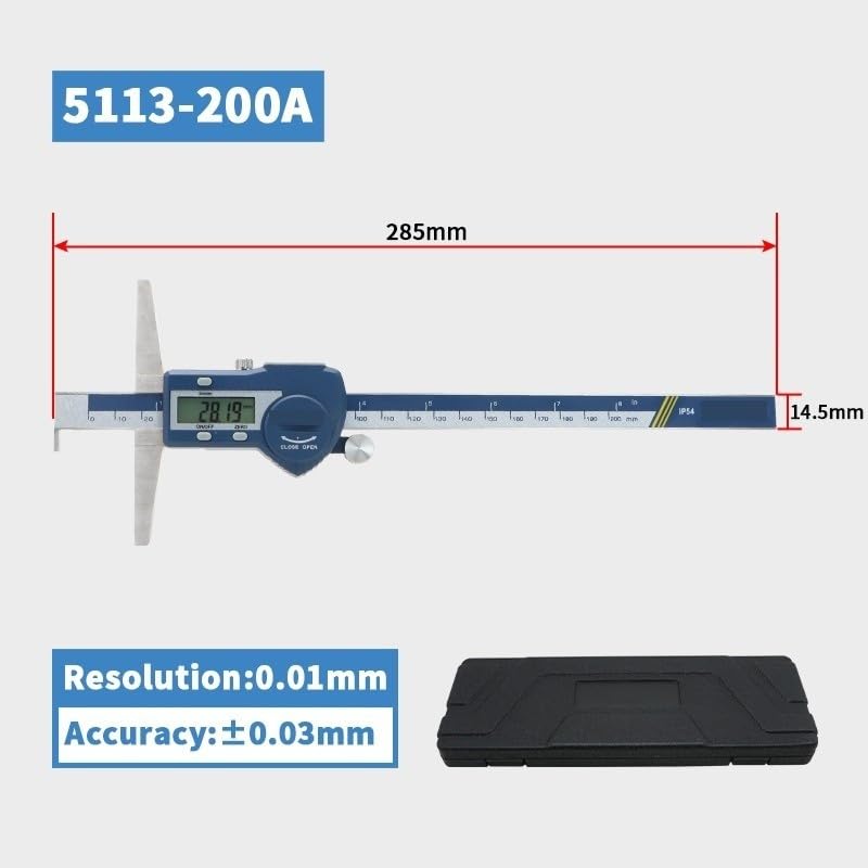 Calibrador de profundidad Digital electrónico 0,01mm 150/200/300mm medidor gancho único calibrador acero inoxidable(0-200mm)