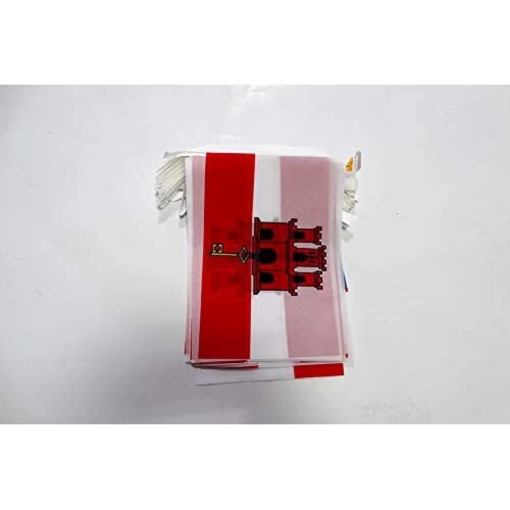AZ FLAG Gibraltar Bunting Flag, 20 Ft Garland with 20 Small Gibraltarian Flags 8'' x 6'', 100% Polyester String Pennant, 6 meters — image 1