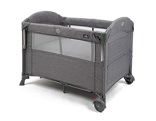 Babylo Cuna De Viaje Junto A La Cama Deluxe Con Lado Abatible, Gris Melange Babylo Cuna De Viaje Junto A La Cama Deluxe Con Lado Abatible, Gris Melange