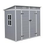 Panana Plastic Garden Storage Shed Outdoor Storage Includes Plastic Floor, Strong Structure House Tool Shed Utility Chest Shed Box (D19-183 x 112x 183cm)