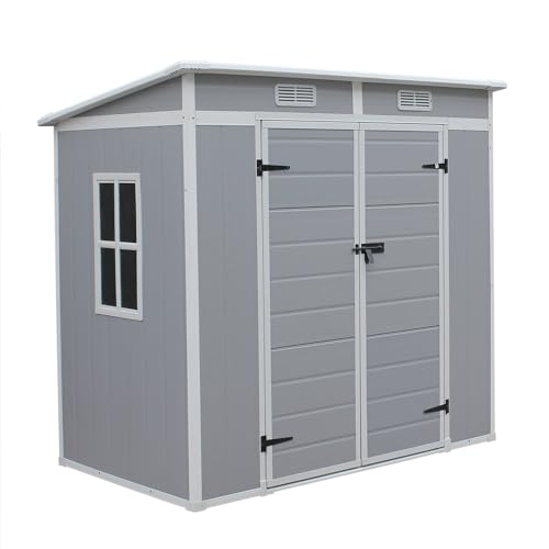 Panana Plastic Garden Storage Shed Outdoor Storage Includes Plastic Floor, Strong Structure House Tool Shed Utility Chest Shed Box (D19-183 x 112x 183cm)