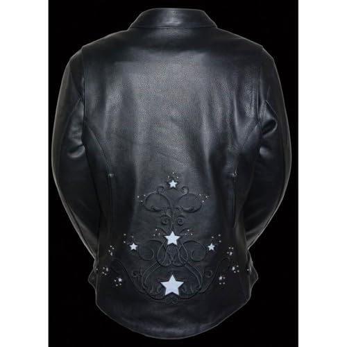 Milwaukee Leather Women's Reflective Star Jacket with Rivet Detailing (Black, Medium) by Milwaukee Leather - Used condition - US$62.32