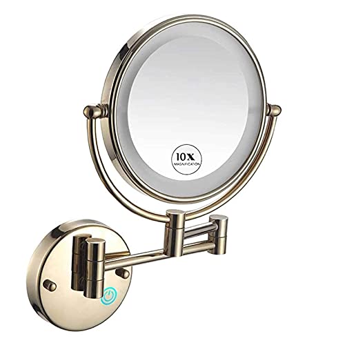 Miroir de maquillage rond 8 pouces double face grossissant 10X mural USB