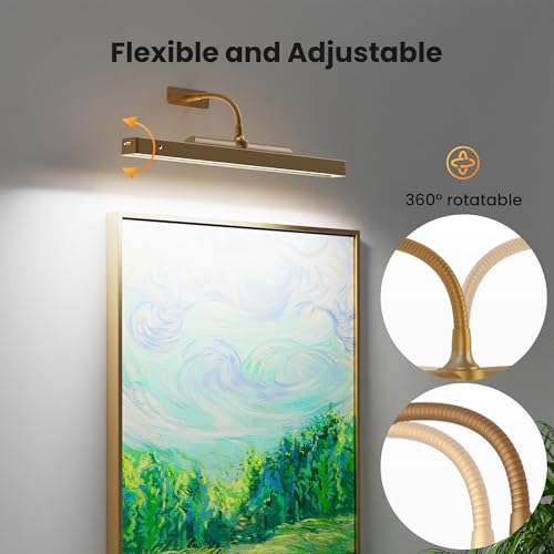 Craftersmark Luminária de latão, 5000 mAh operada por bateria para parede, luz de pintura remota sem