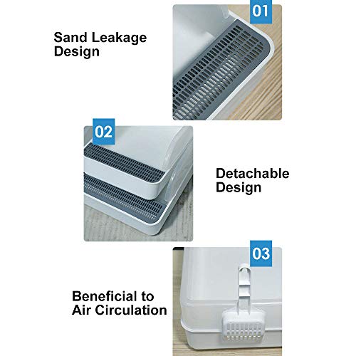 Caixa de areia para gatos,Caixa de areia para gatos semi-fechada removível anti-respingo e não pegaj