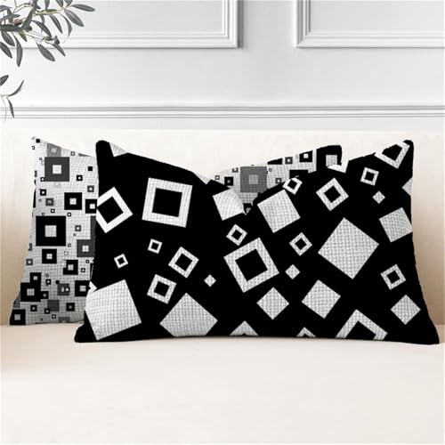 Fundas Cojines Gris Cojines Rectangulares Grandes 40x80, Cojin Exterior Impermeable Geometría Fundas Almohada, Doble Cara Funda Cojin in Lino para Sofa Jardín Banco Coche Terraza Cama, 2 Piezas J2-30