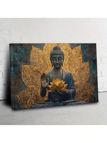 Tableau Bouddha zen pour decoration salon et coin meditation affiche lotus 20x30