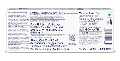 Image of Sensodyne Toothpaste Repair and Protect | Tooth Paste for Daily Sensitivity Protection, Long-lasting Relief | Combo Pack - 200gm (100gm x 2) | Fresh Taste | Dentist Recommended