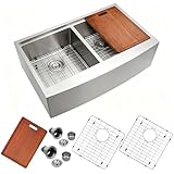 YetCrest 33 Inch Farmhouse Sink for Kitchen, 16 Gauge Stainless Steel Farmhouse Sink Undermount Double Bowl, 50/50 Apron Front Farm Sink, 33'x20'x10' Large Deep Kitchen Sink with Accessories