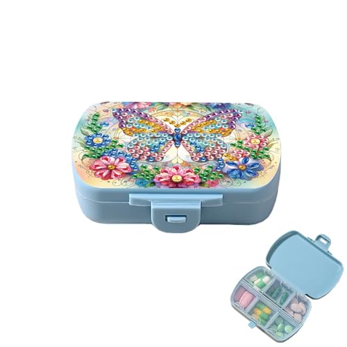 Image of ARTopet Diamond Art Painting Mini Storage Box with 6-Grid Creative Design Compact Portable Small Case for Purse Travel Daily-Colorful Butterfly