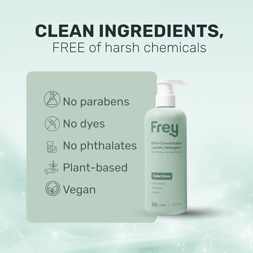 FREY Concentrated Natural Laundry Detergent + Liquid Fabric Booster (Full Wash) - Laundry Bundle Includes High Efficiency Liquid Detergent (50 Loads) and Fabric Deodorizer (50 Loads), Eco Friendly - Image 4