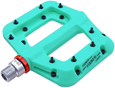 FOOKER MTB Pedals Mountain Bike Pedals 3 Bearing Non-Slip Lightweight Nylon Fiber Bicycle Platform Pedals for BMX MTB 9/16" (922-Green Needle Roller Bearing)