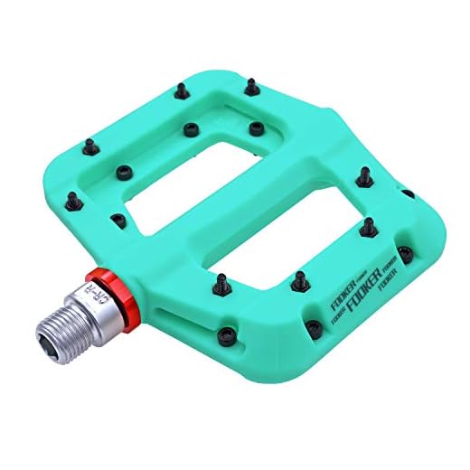FOOKER MTB Pedals Mountain Bike Pedals 3 Bearing Non-Slip Lightweight Nylon Fiber Bicycle Platform Pedals for BMX MTB 9/16" (922-Green Needle Roller Bearing)