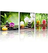 TutuBeer 3 Panel Spa Still Life with Aromatic Candles and Zen Stones Modern Wall Decor Home Decor...