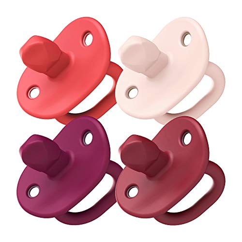 Boon Jewl Biometric Stage 1 Orthodontic Pacifier — 0+ Months — Pink — Silicone Baby Pacifier With Soothing Gem Shaped Nipple — 4 Count #TOP5